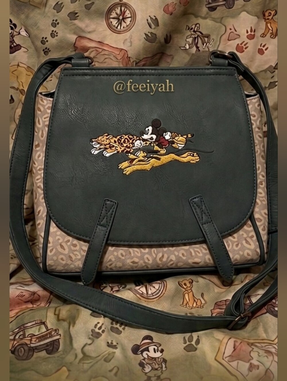 Disney Loungefly Safari Mickey & Pluto Leopard Print Crossbody Bag